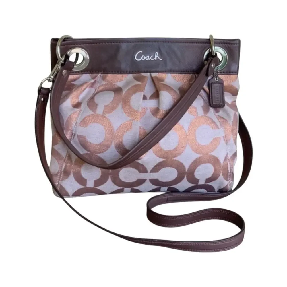 Coach Ashley Op Art Hippie Signature C Crossbody Shoulder Bag Pink Brown Y2K - Picture 1 of 11